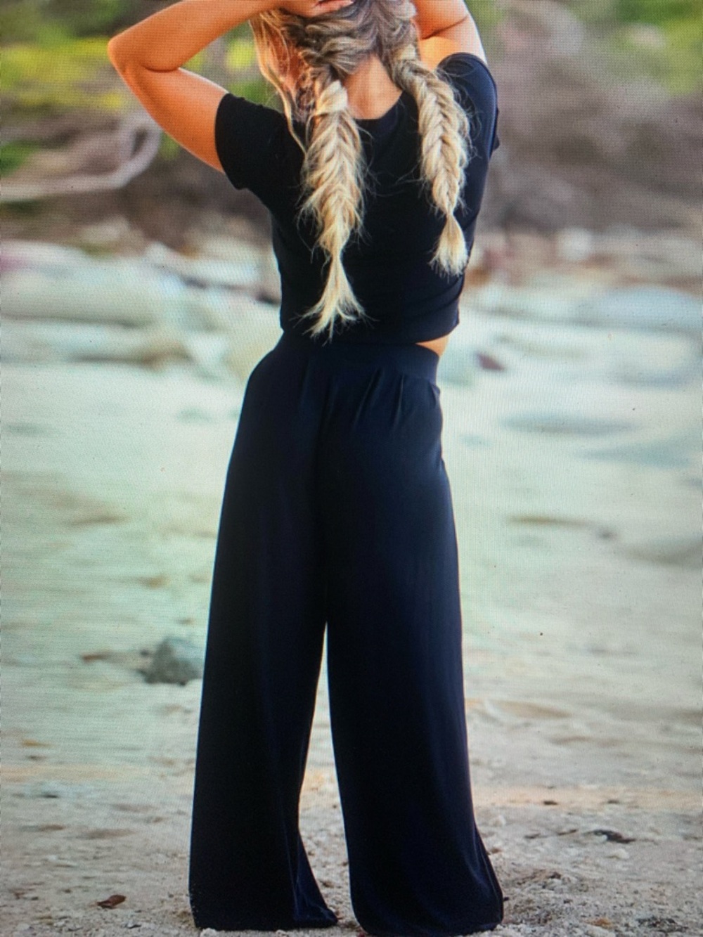Black Wide-Leg Pants - Versatile Women's Pull-On Trousers - Picture 4 of 5